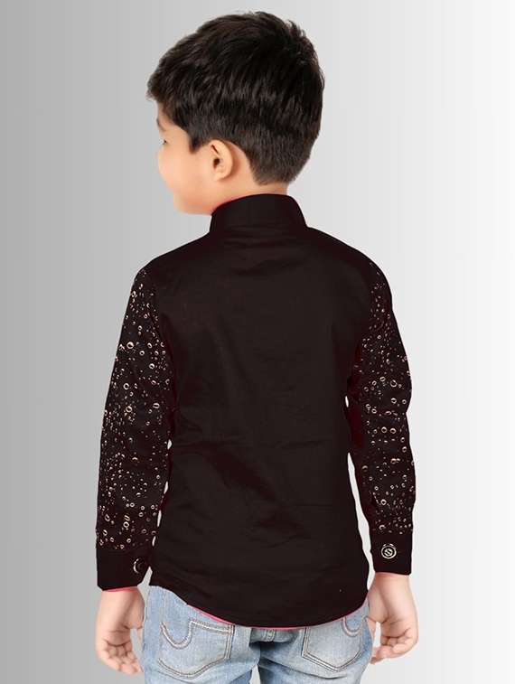 boys printed mandarin neck long sleeves shirt - 21791391 -  Standard Image - 1