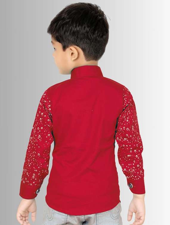boys printed mandarin neck long sleeves shirt - 21791401 -  Standard Image - 1
