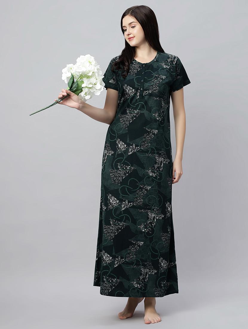 women printed short sleeves nighty - 21791404 - Standard Image - 4