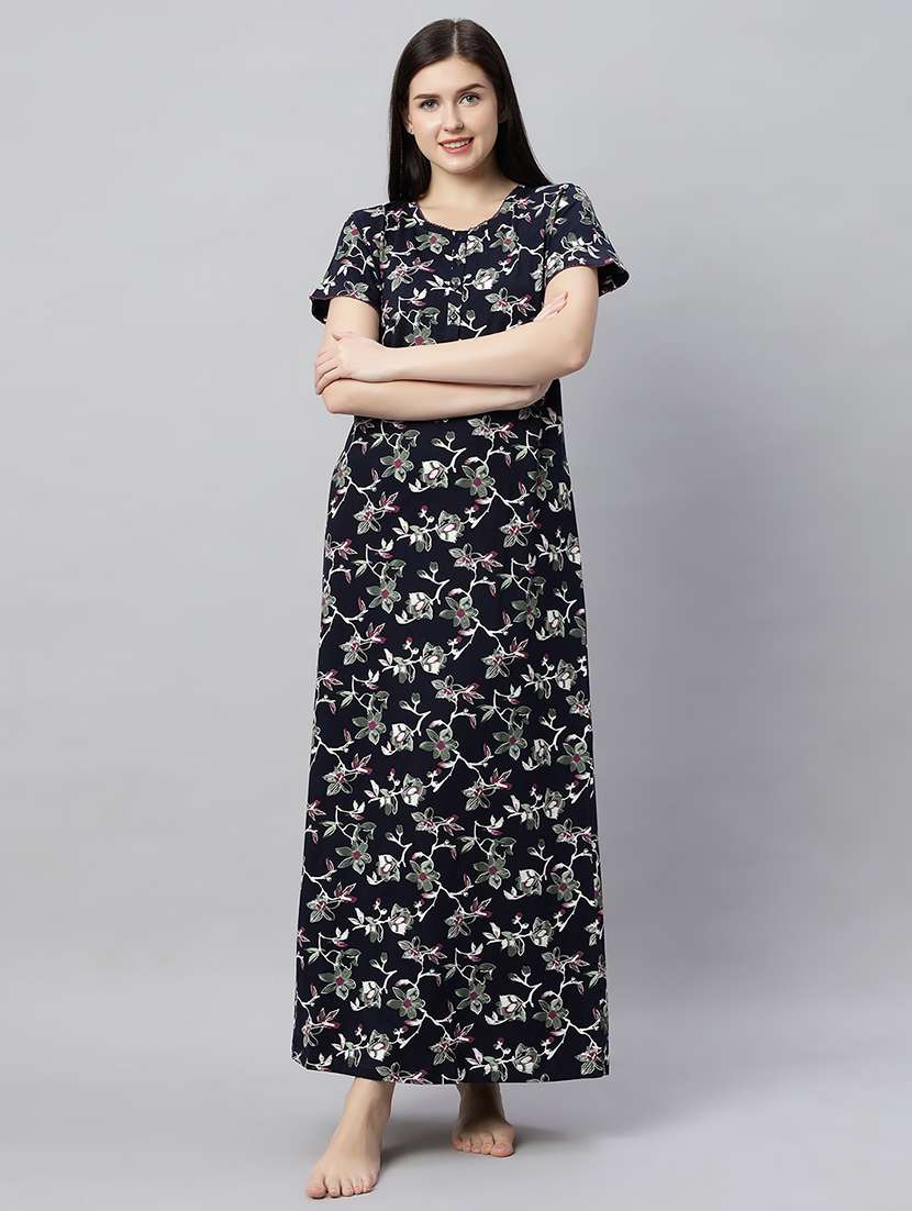 women printed short sleeves nighty - 21791405 -  Standard Image - 4
