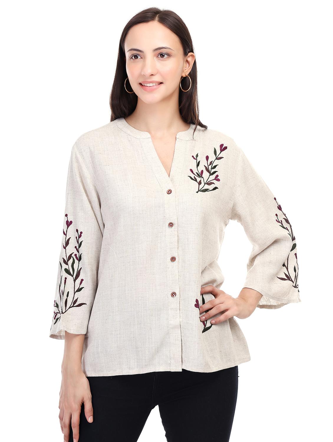 women embroidered bell sleeves regular top - 21791410 - Zoom Image - 0