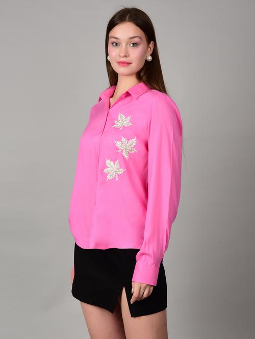 women embroidered collared long sleeves shirt - 21791424 - Standard Image - 0