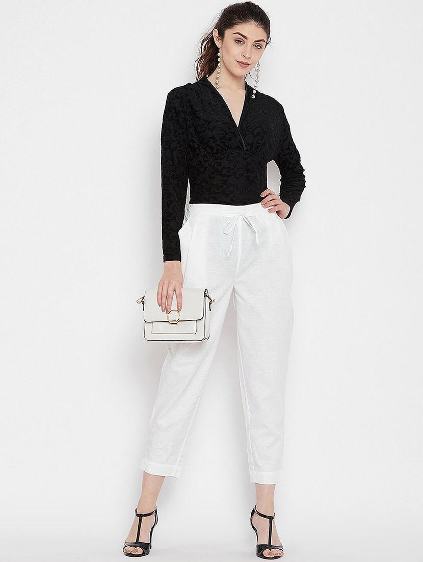 women solid mid rise peg trouser - 21791451 - Standard Image - 4
