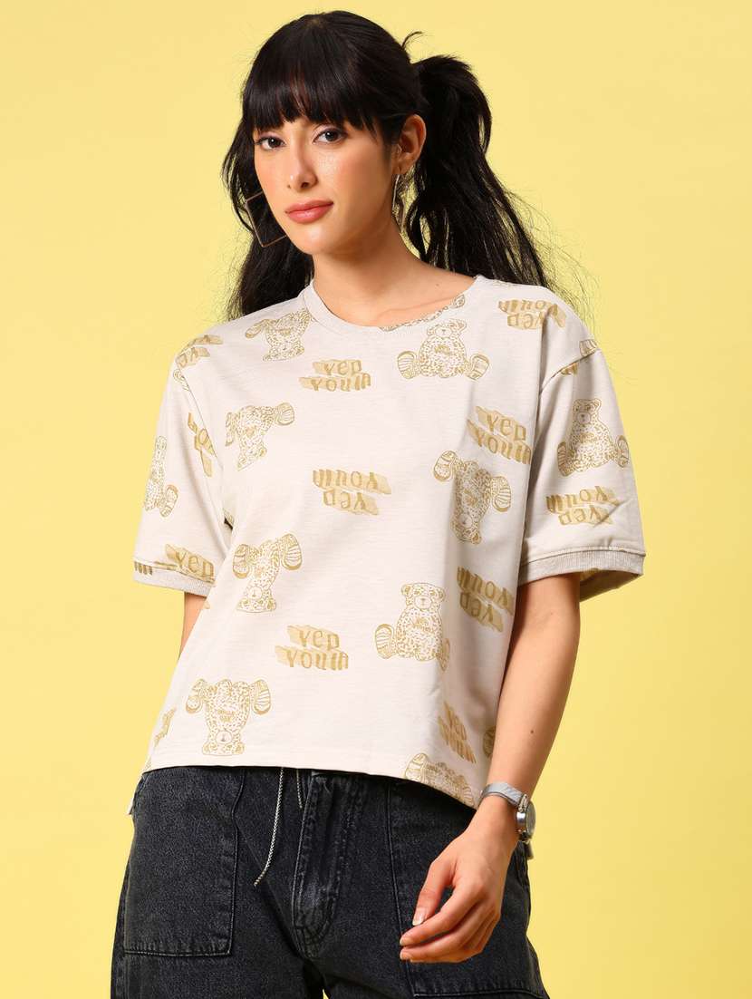 women printed short sleeve regular fit t-shirt - 21792825 -  Standard Image - 1