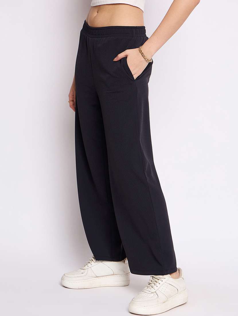 women solid mid rise track pant - 21793242 -  Standard Image - 1