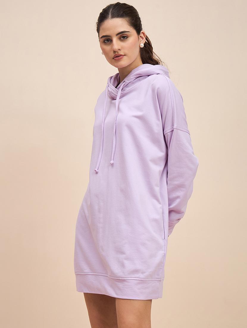 women solid long sleeves hooded dress - 21793250 -  Standard Image - 1