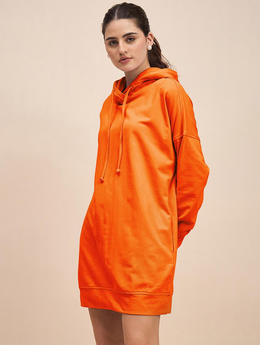 women solid long sleeves hooded dress - 21793251 -  Standard Image - 1