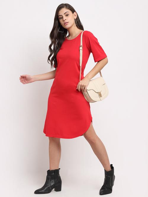 women solid short sleeves shift dress - 21793281 -  Standard Image - 0