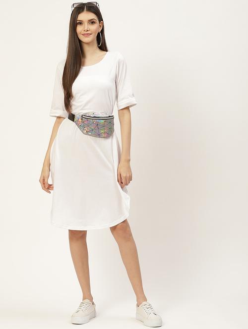 women solid short sleeves shift dress - 21793283 -  Standard Image - 0