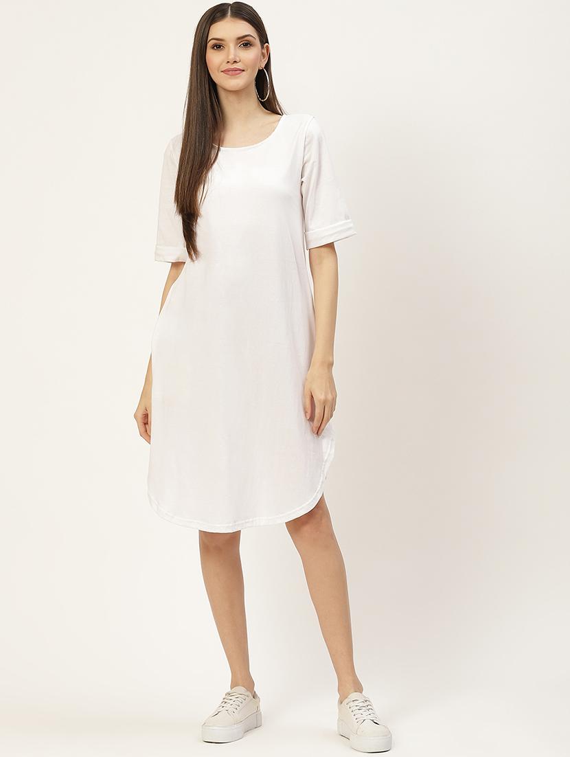 women solid short sleeves shift dress - 21793283 -  Standard Image - 1
