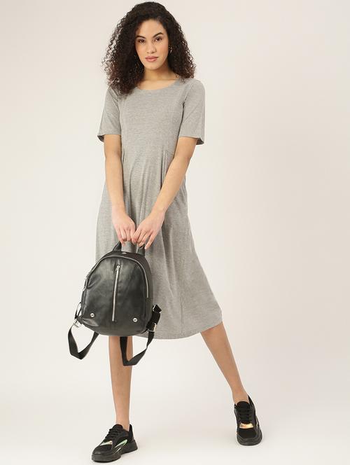 women solid short sleeves t-shirt dress - 21793286 - Standard Image - 0
