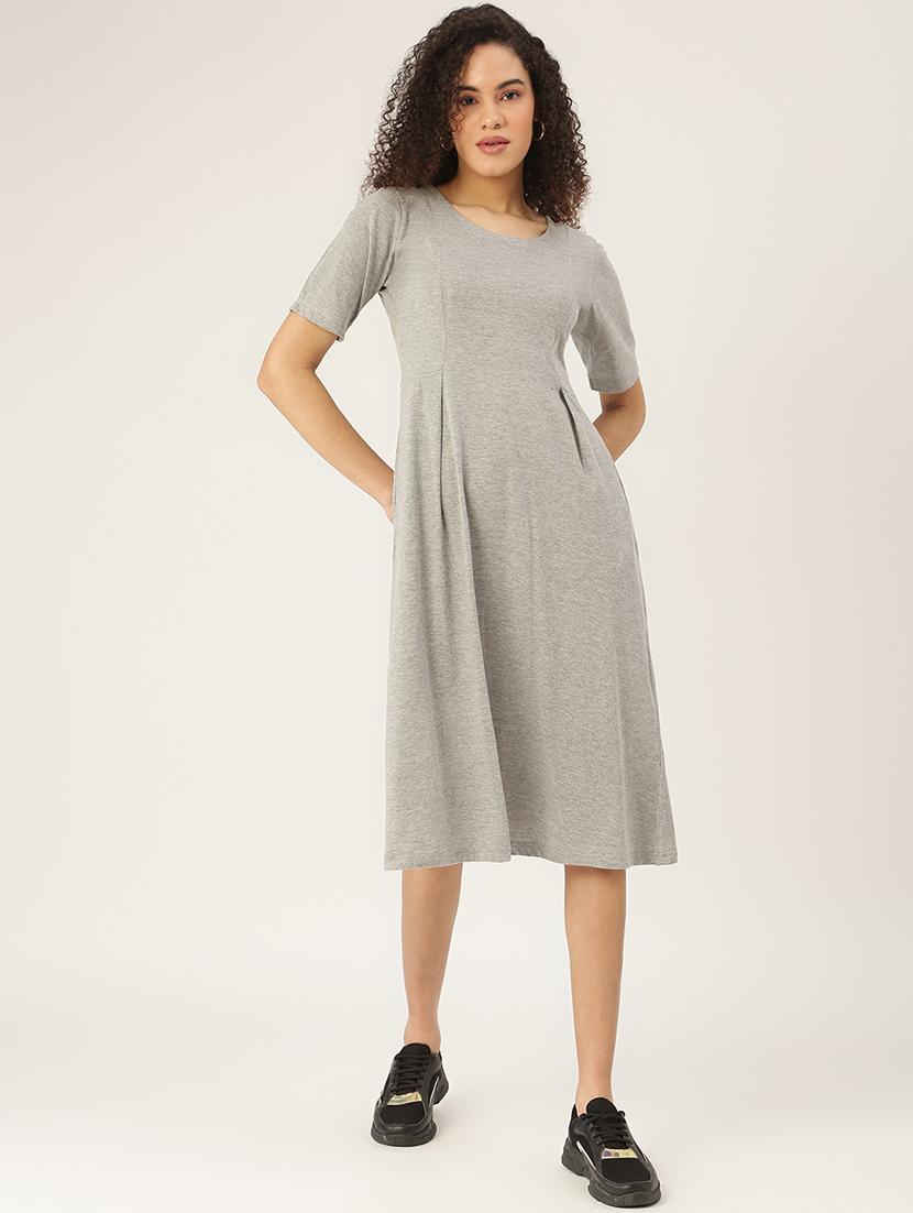 women solid short sleeves t-shirt dress - 21793286 -  Standard Image - 1