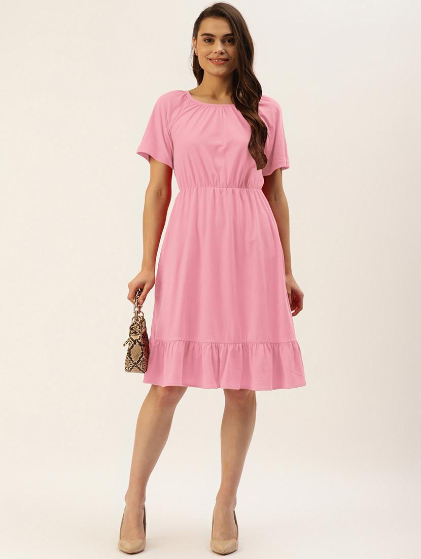 women solid short sleeves tiered dress - 21793291 - Zoom Image - 0