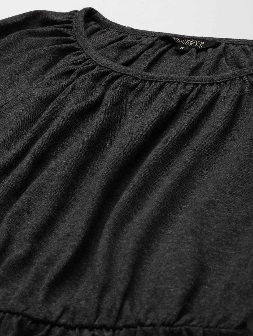 women solid short sleeves tiered dress - 21793292 - Standard Image - 4