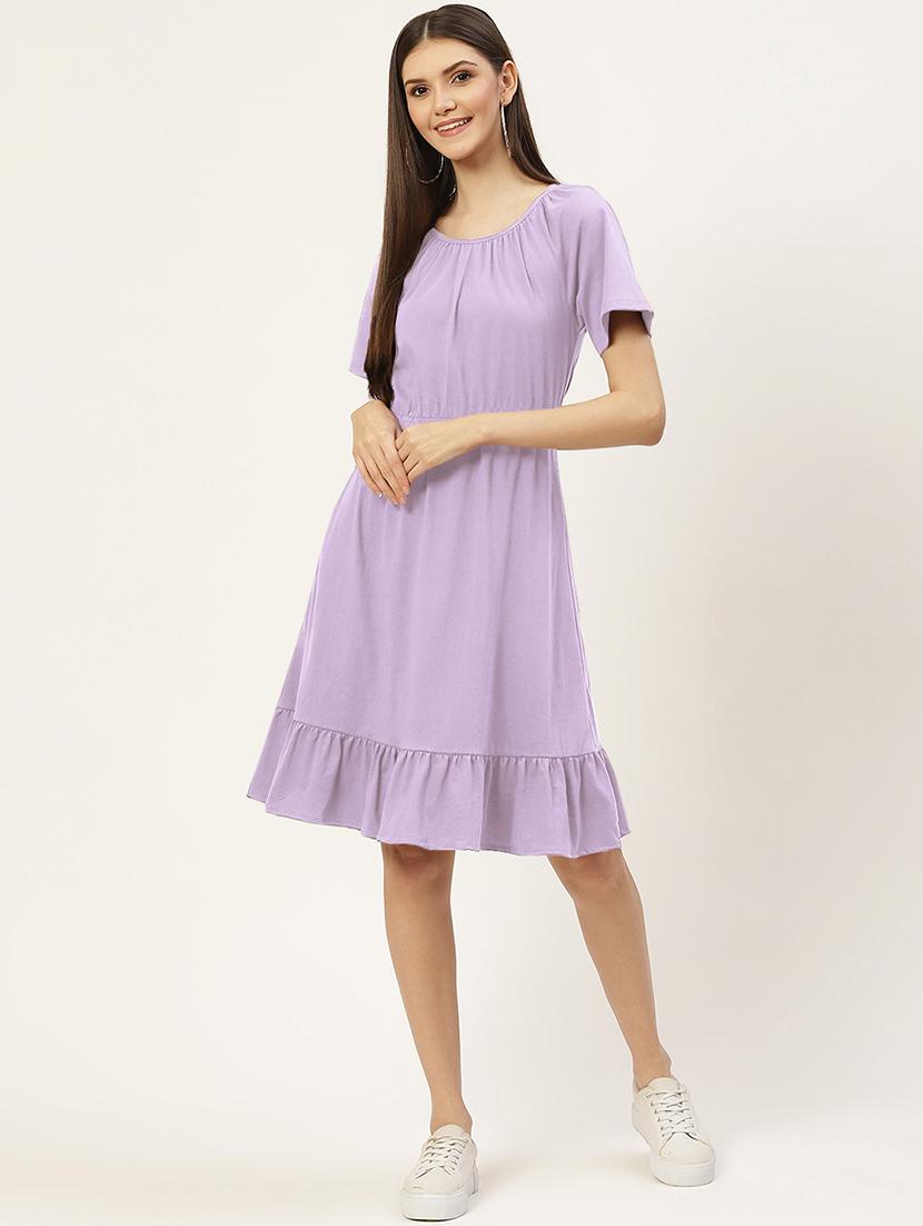 women solid short sleeves tiered dress - 21793293 - Standard Image - 1