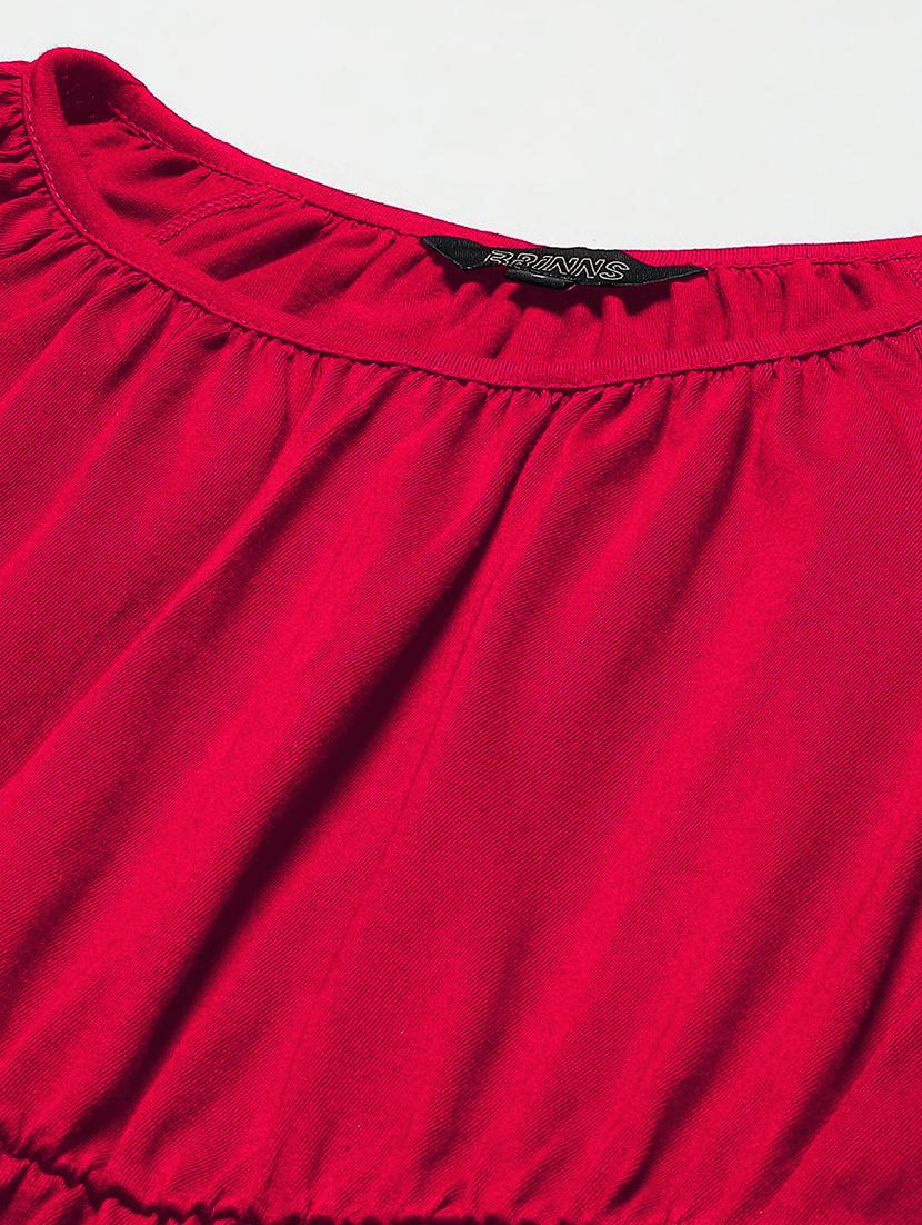 women solid short sleeves tiered dress - 21793294 - Standard Image - 4