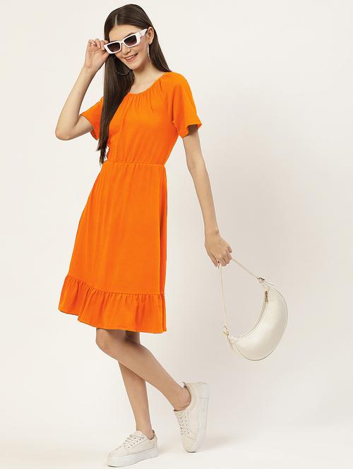 women solid short sleeves tiered dress - 21793296 -  Standard Image - 0