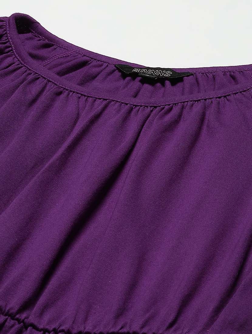 women solid short sleeves tiered dress - 21793297 - Standard Image - 4