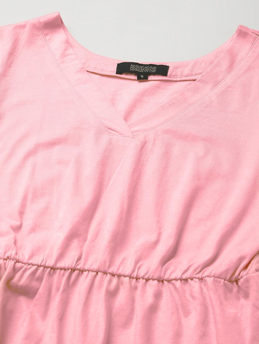 women solid short sleeves a-line dress - 21793300 - Standard Image - 4
