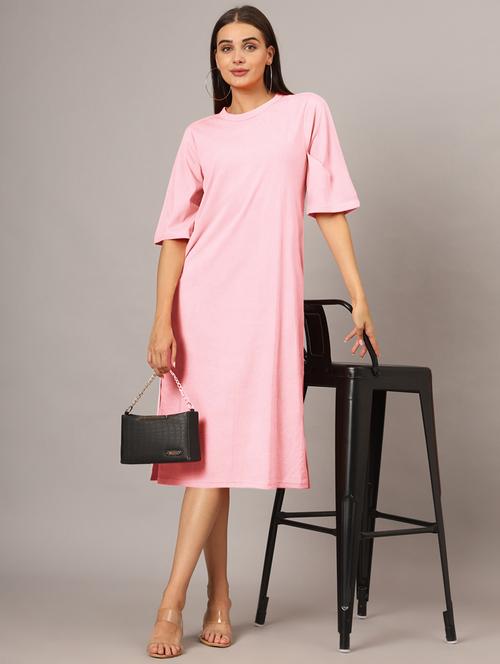 women solid short sleeves shift dress - 21793309 -  Standard Image - 0