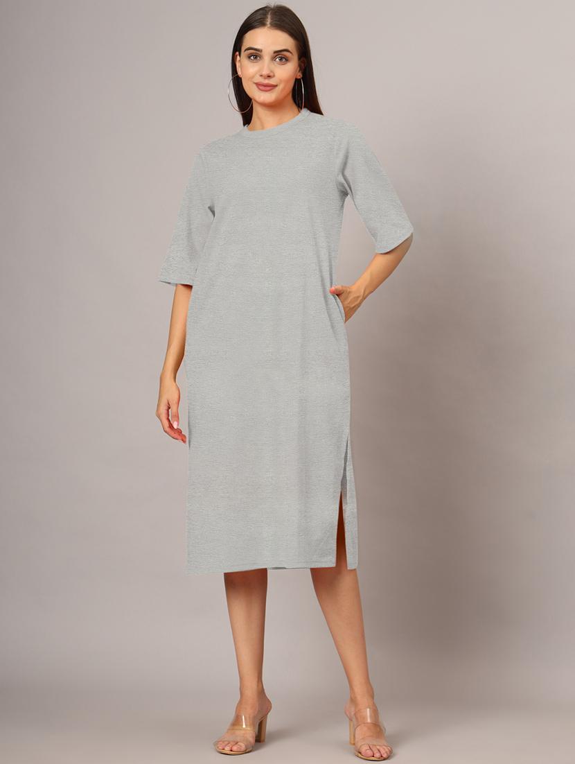 women solid short sleeves shift dress - 21793312 -  Standard Image - 1