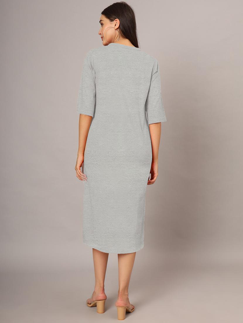 women solid short sleeves shift dress - 21793312 - Standard Image - 4