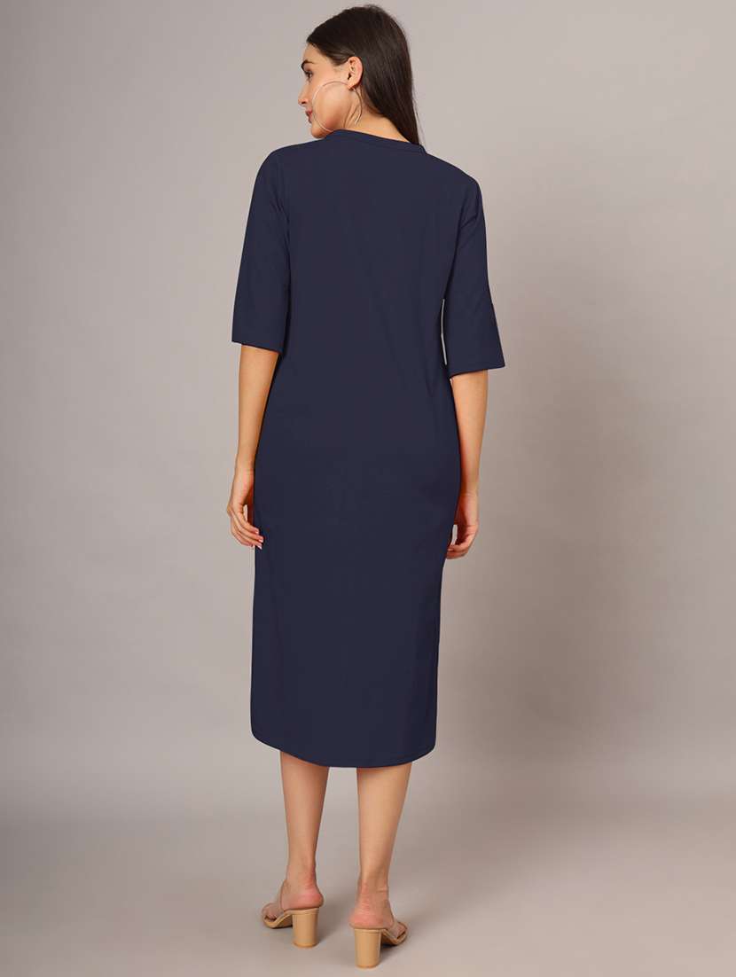 women solid short sleeves shift dress - 21793315 -  Standard Image - 4