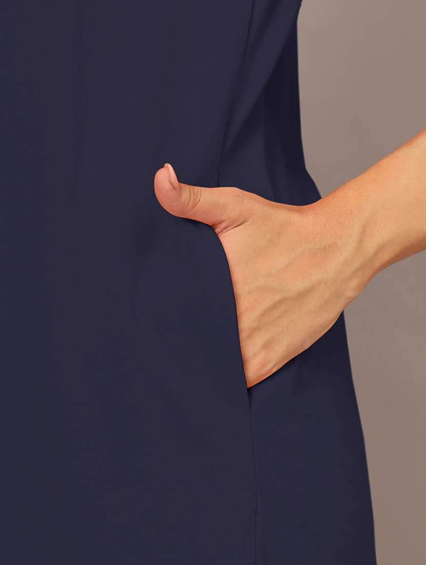 women solid short sleeves shift dress - 21793315 -  Standard Image - 6