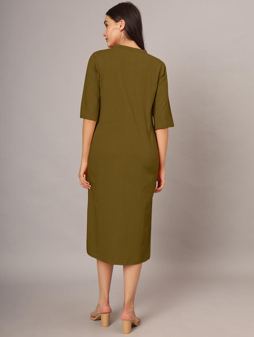 women solid short sleeves shift dress - 21793316 - Standard Image - 4