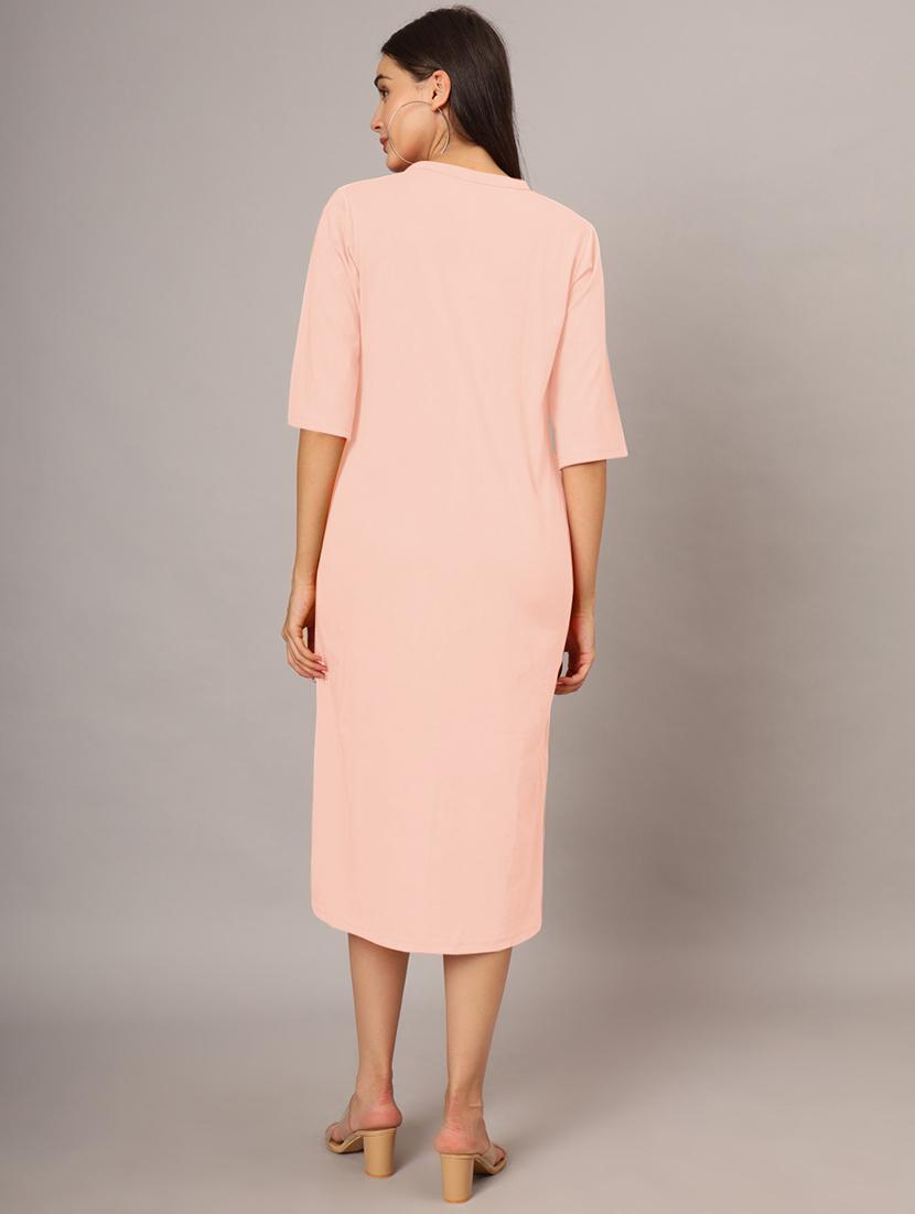women solid short sleeves shift dress - 21793317 - Standard Image - 4
