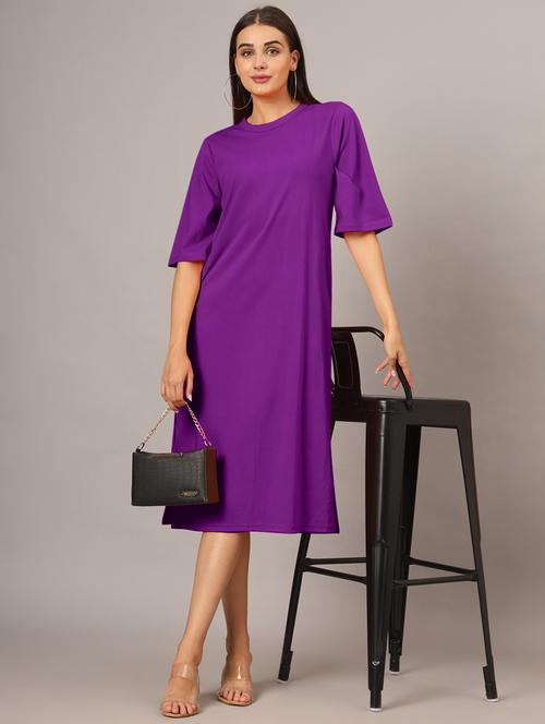 women solid short sleeves shift dress - 21793318 -  Standard Image - 0