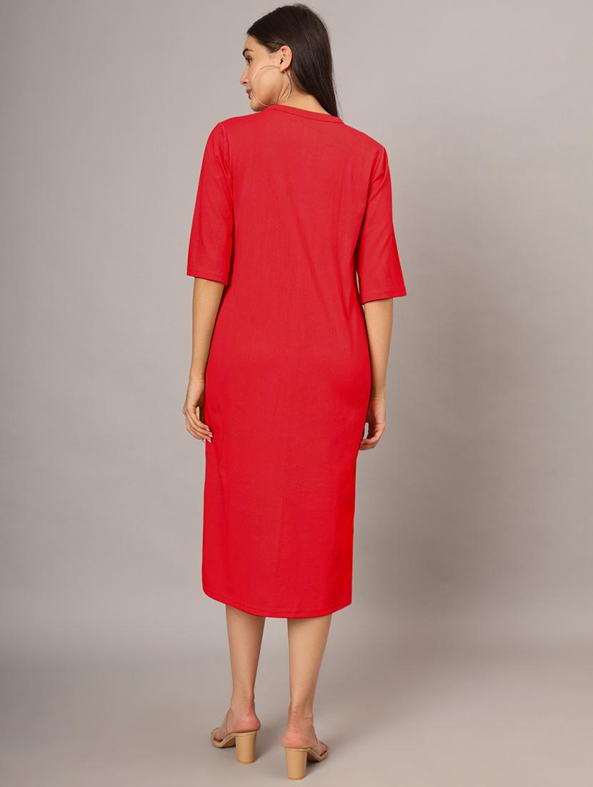 women solid short sleeves shift dress - 21793319 - Standard Image - 4