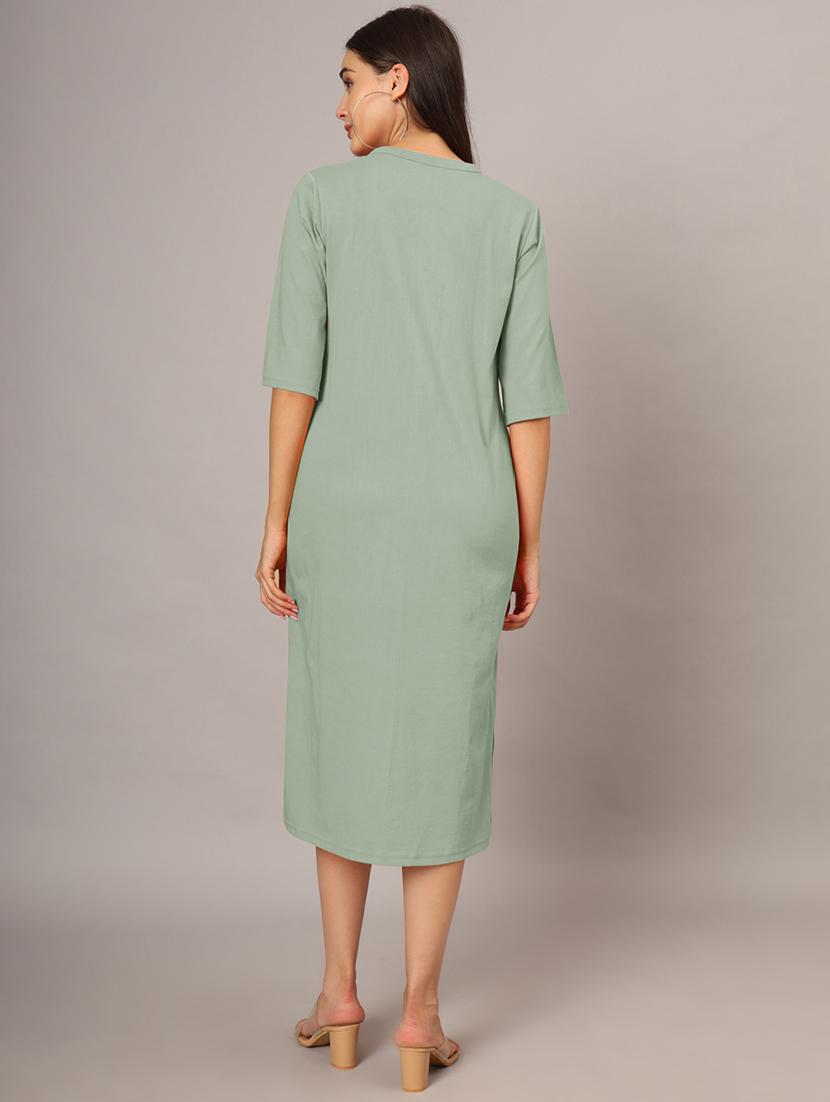 women solid short sleeves shift dress - 21793320 - Standard Image - 4