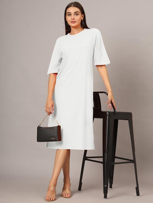 women solid short sleeves shift dress - 21793321 -  Standard Image - 0