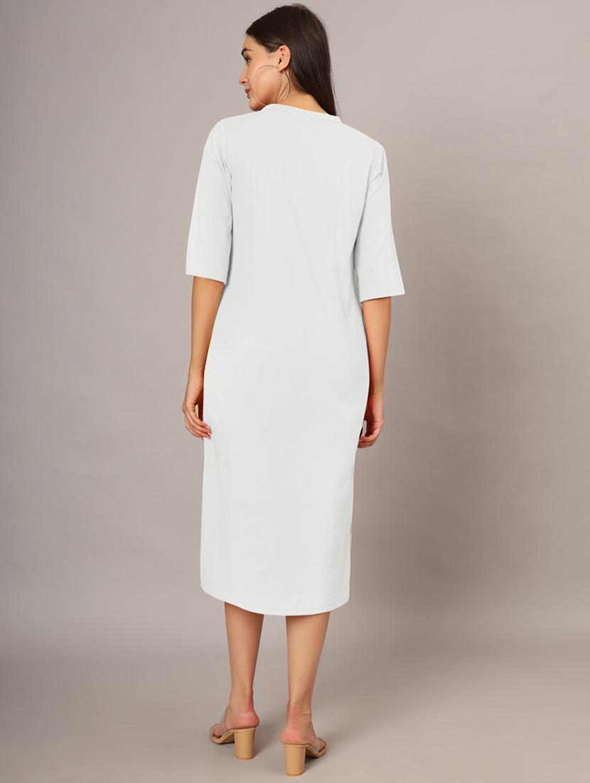 women solid short sleeves shift dress - 21793321 - Standard Image - 4