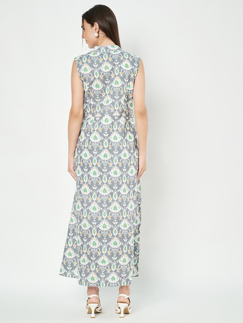 women printed sleeveless a-line dress - 21793323 - Standard Image - 4