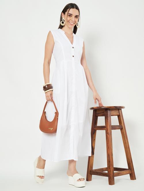 women solid sleeveless a-line dress - 21793324 - Standard Image - 0