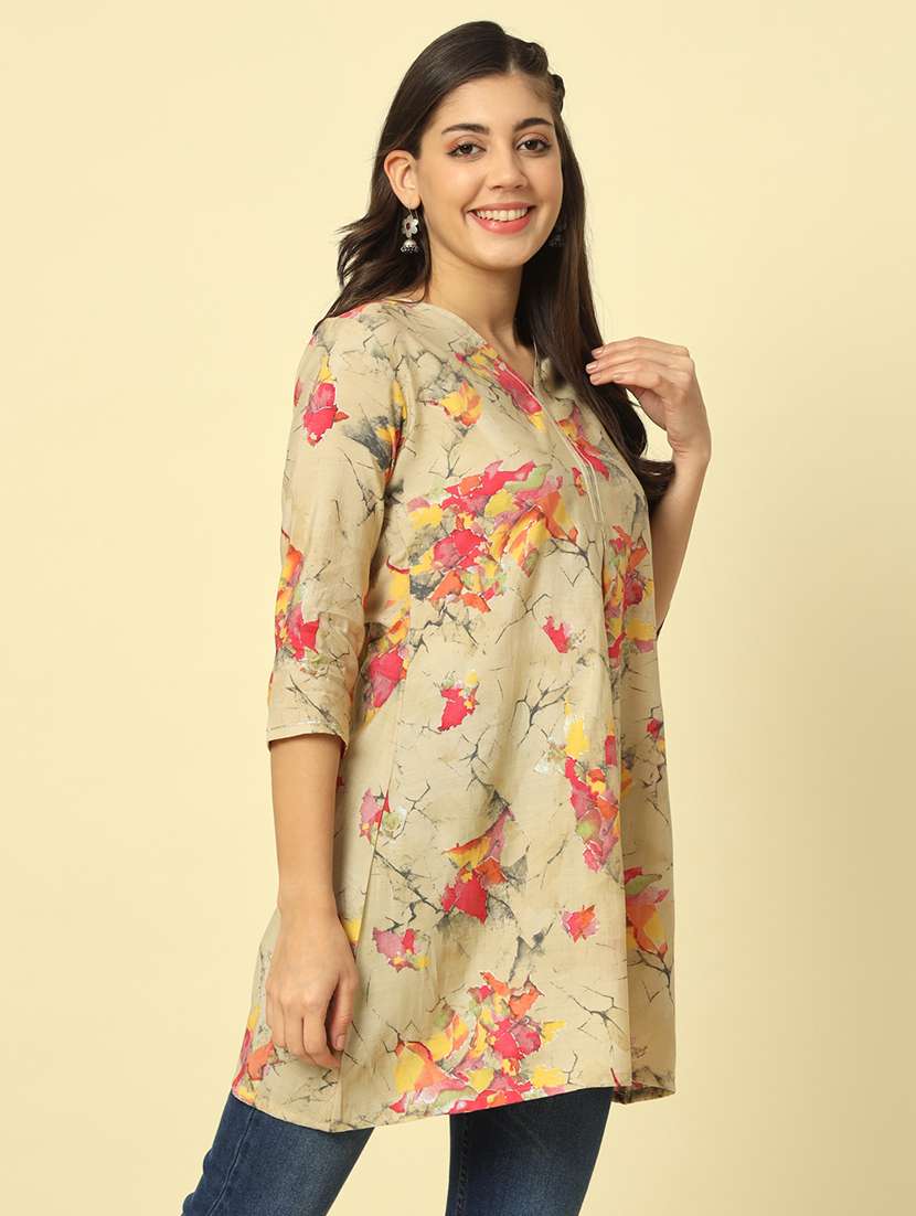 women printed three quarter sleeves a-line kurti - 21793359 - Standard Image - 1