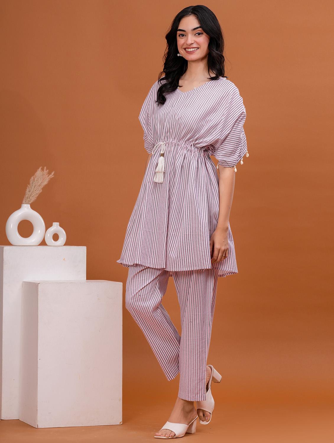 women chevron printed regualr fit co-ord set - 21793399 -  Standard Image - 1