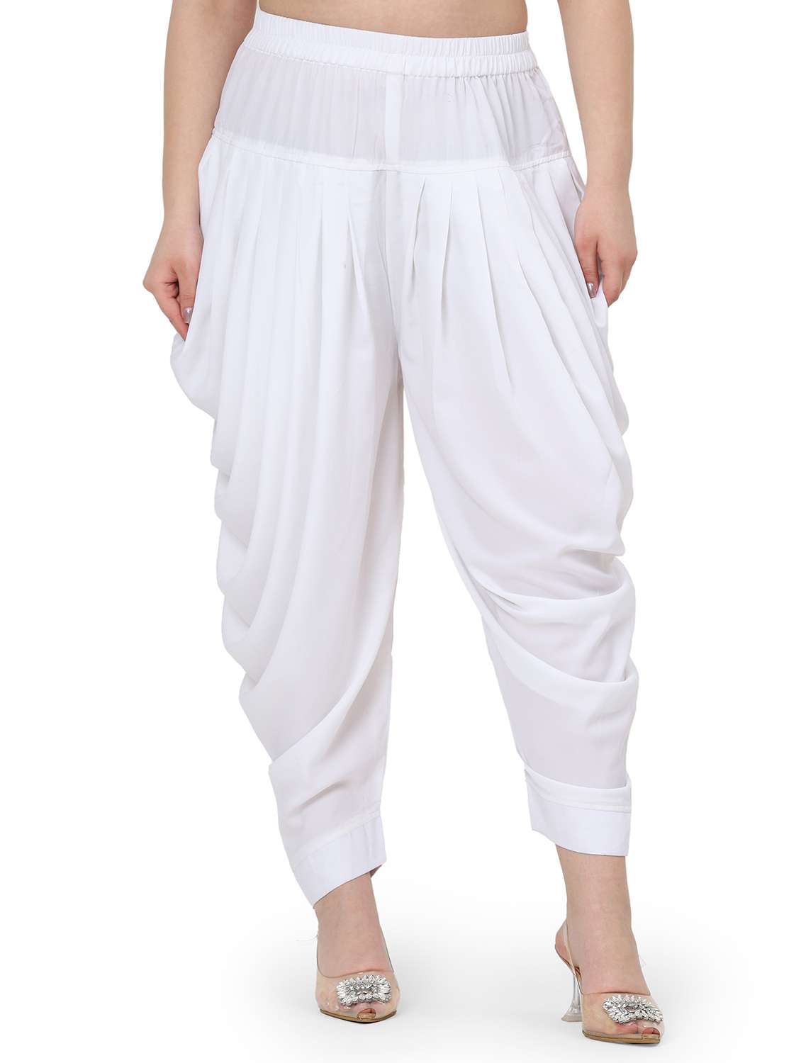 women solid mid rise dhoti salwar