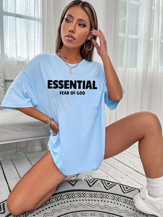 women typographic short sleeve oversized t-shirt - 21793650 - Standard Image - 1