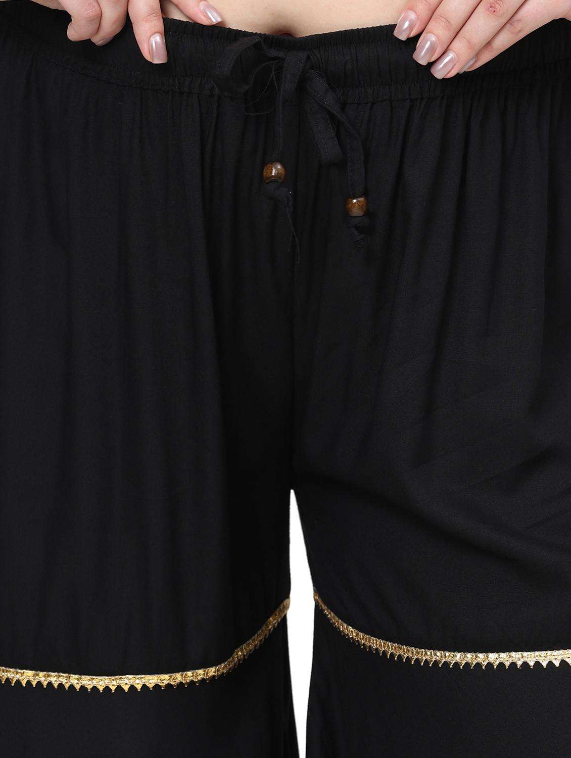 women black solid mid rise sharara - 21793963 -  Standard Image - 1