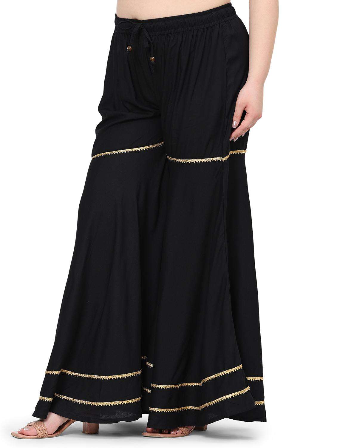 women black solid mid rise sharara - 21793963 -  Standard Image - 4