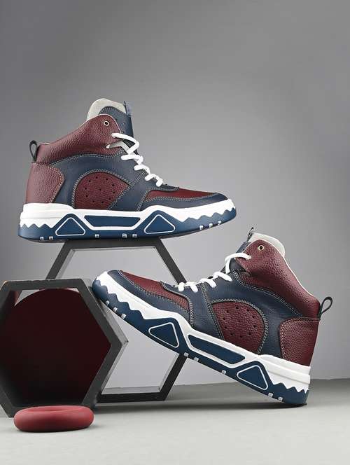 men color block lace up boot