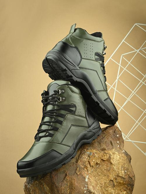 men olive lace up boot - 21794212 - Standard Image - 0