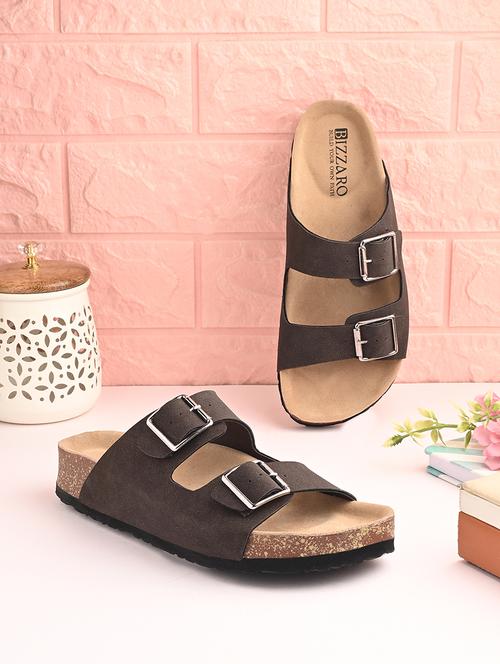 women brown slip on sandal - 21794261 - Standard Image - 0