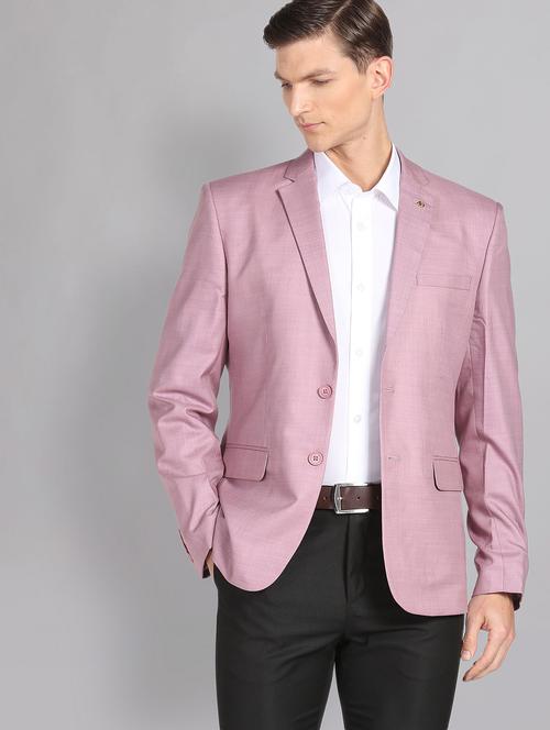 men pink lapel collar single breasted formal blazer - 21794471 - Standard Image - 0
