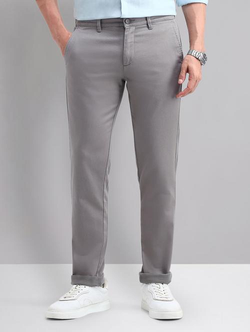 men solid mid rise chinos casual trouser - 21794478 - Standard Image - 0