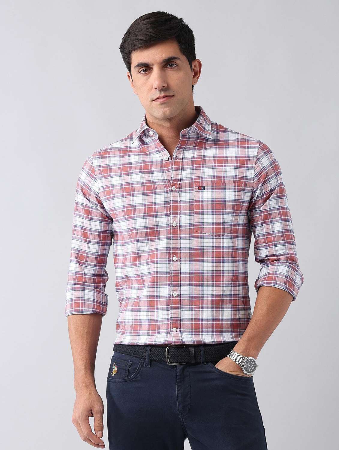 men checkered long sleeve slim fit casual shirt - 21794535 -  Standard Image - 1