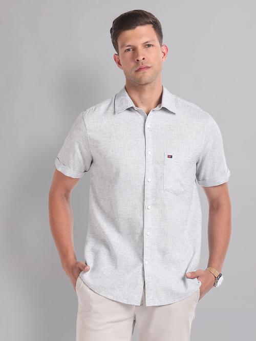 men solid short sleeve slim fit casual shirt - 21794555 -  Standard Image - 0